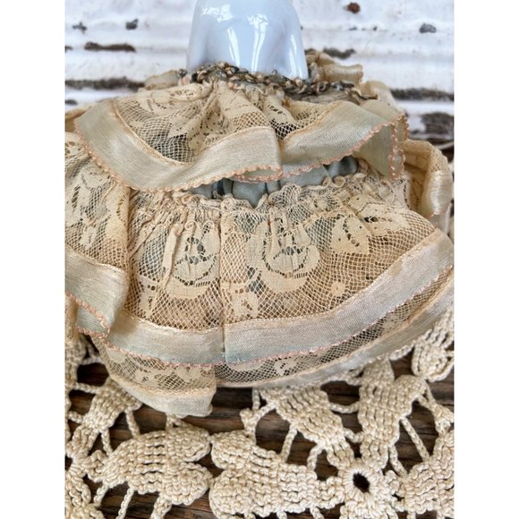Antique German Pincushion Half Doll with fan silk lace skirt - Picture 4 of 15